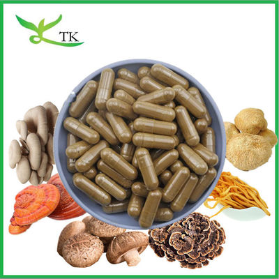 En masa León de la melena Cordyceps pavo cola Maitake Reishi Chaga Extracto de hongo en polvo cápsulas